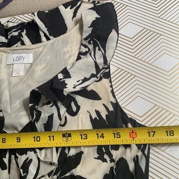 Ann Taylor LOFT Black Floral Print Dress Size 6 - Picture 6 of 8